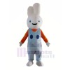 Souriant blanc lapin Mascotte Les costumes Dessin animé
