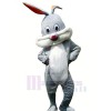 Heureux Gris lapin Mascotte Les costumes Pas cher
