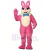 Rose Souriant lapin Mascotte Les costumes Pas cher