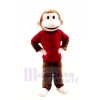 Heureux Singe avec rouge T-shirt Mascotte Les costumes Pas cher