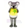 Gris Koala avec Jaune T-shirt Mascotte Les costumes Dessin animé