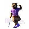 Castor avec Violet T-shirt Mascotte Les costumes Animal