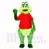 Amical Crocodile avec rouge Chemise Costumes De Mascotte Dessin animé
