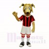 Football Chien Avec rouge Chemise Costumes De Mascotte Dessin animé