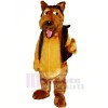 marron Chien avec Noir Gilet Mascotte Les costumes