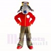 Gris Bedlington Chien avec rouge Chemise Costumes De Mascotte École
