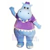 Bleu Hippopotame avec Violet T-shirt Mascotte Les costumes Pas cher