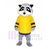 Mignonne Raton laveur avec Jaune T-shirt Mascotte Les costumes Animal