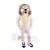 Féroce blanc Lion Mascotte Les costumes Adulte