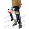 Costume de mascotte de loup gris de Carry Me Ride de Piggyback