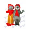 Gris mauvais Loup et Rouge Mal Loup Mascotte Costume Animal