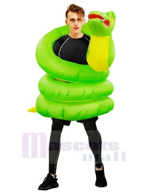 Gonflable vert Serpent Boa Python Costume Halloween Noël pour Adultes