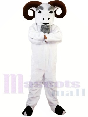 blanc Drôle Ram Costume de mascotte Taille adulte Halloween