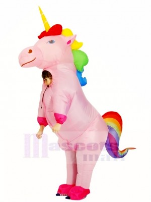 Gonflable Mignonne arc en ciel Licorne pour les enfants Exploser Costume de mascotte