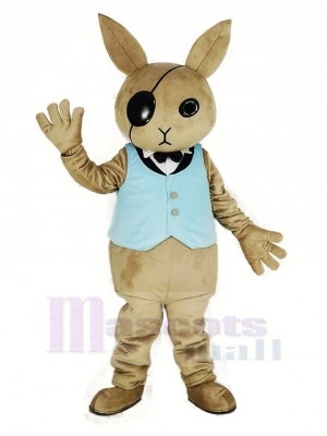 Lapin Majordome avec Bleu Gilet Mascotte Costume Dessin animé