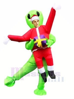 Gonflable Porter MoiNoël Père Noël Claus vert Extraterrestre ET Fête Costume