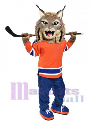 Hunter the Canadian Lynx Edmonton Oilers Chasseur Costume de mascotte Animal
