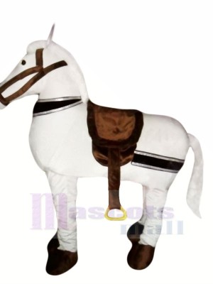 Mignonne blanc Nouveau 2 La personne Cheval Mascotte Costume