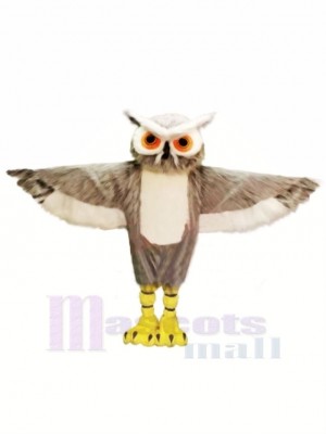 Gris Hibou avec Gros Les yeux Mascotte Les costumes Animal