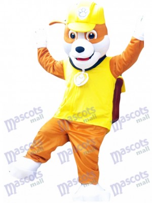 Anglais Bouledogue Construction Chiot Pat Patrouille Rubble Paw Patrol Mascotte Costume Jaune Chien