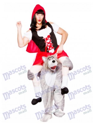 Les adultes me portent loup avec le costume de mascotte du petit chaperon rouge Déguisement Halloween Outfit