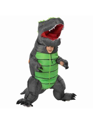 Gris T-Rex Dinosaure Gonflable Costume Air Coup en haut Fête Costume pour Adulte/enfant