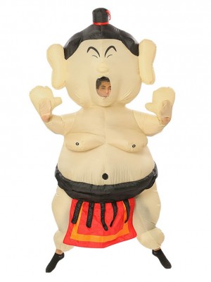 Sumo Gonflable Costume Halloween Noël Fantaisie Coup en haut Graisse Costume pour Adulte blanc Peau