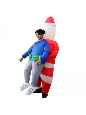 Père Noël Claus Porter moi Gonflable Costume Halloween Noël Costume pour Adulte