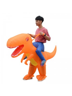 Orange Dinosaure avec Gros Tête Porter moi Balade sur Gonflable Costume Halloween Noël pour Adulte/enfant