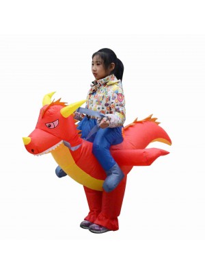 Feu Dragon Dinosaure Porter moi Balade sur Gonflable Costume Halloween Noël Costume pour Enfant