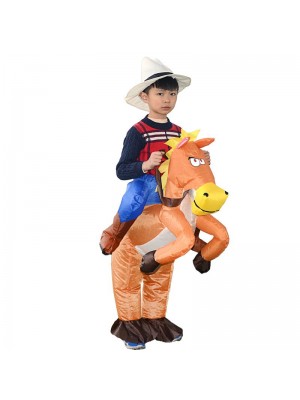 Orange Cheval Porter moi Balade sur Gonflable Costume Cow-boy Halloween Noël pour Enfant