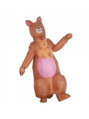 Kangourou avec Bébé Kangourou Gonflable Costume Halloween Noël Costume Pour Adulte/Enfant