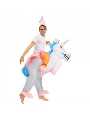 Licorne avec Rose Blé Porter moi Balade sur Gonflable Costume Combinaison pour Adulte/enfant
