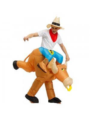 Cow-boy Porter moi Balade sur marron Taureau Gonflable Halloween Noël Costume pour Adulte/enfant