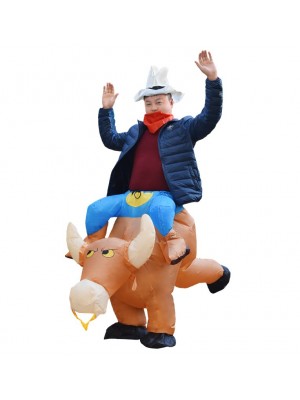 Marron Vache Porter moi Baladesur Gonflable Costume Halloween Noël pour Adulte/enfant