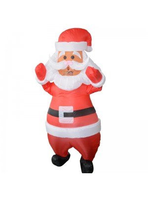 Père Noël Claus avec blanc Ceinture Gonflable Costume Halloween Noël Costume pour Adulte