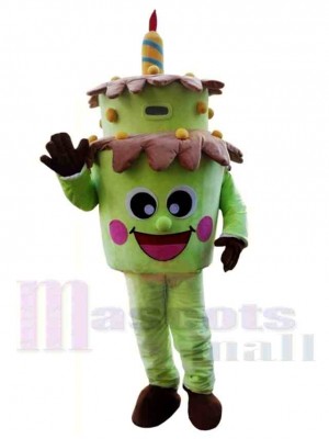 Gâteau d'anniversaire vert Costume de mascotte