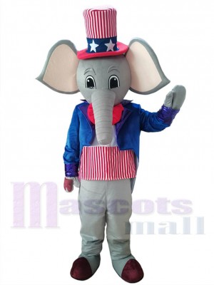 Éléphant patriotique Mascotte Costume Pour les têtes de mascotte adultes