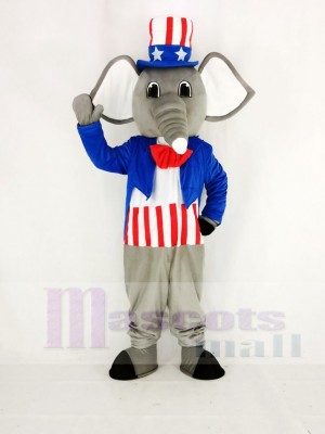 Réaliste Patriotique l'éléphant Mascotte Costume Dessin animé