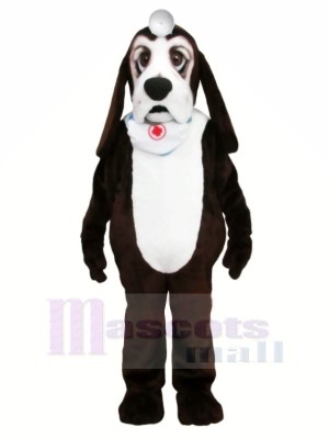 Basset Chien avec blanc Écharpe Mascotte Les costumes Animal
