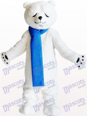 Costume de mascotte d'ours polaire avec yeux rétrécis