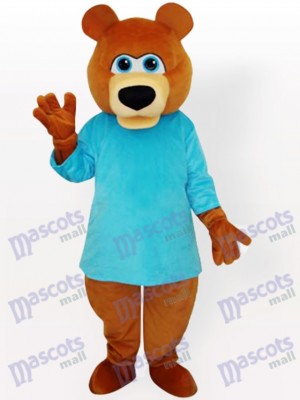 Ours en T-shirt bleu Costume drôle de mascotte de dessin animé