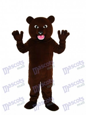 Ours brun noir avec costume de mascotte de dent forte pour animaux