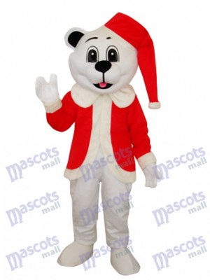 Ours blanc avec un chapeau de Santa Costume de mascotte adulte Animal