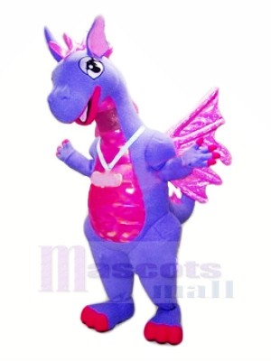 Bleu Dragon avec Violet Ailes Mascotte Les costumes