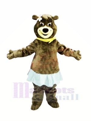 Femelle Ours avec Bleu Jupe Mascotte Les costumes Animal