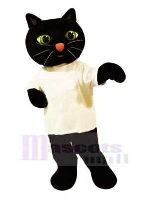 Noir Chat avec blanc T-shirt Mascotte Les costumes Animal