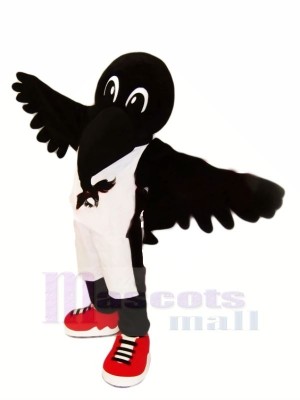 Noir corbeau avec rouge Des chaussures Mascotte Les costumes Animal