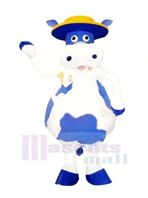 Mignonne Bleu et blanc Vache Mascotte Les costumes Animal