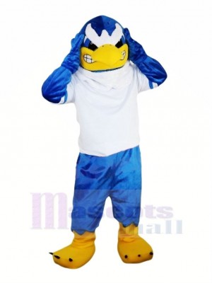 Bleu Faucon avec blanc T-shirt Mascotte Les costumes Animal